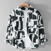 Elevate Your Wardrobe with the Geometric Contrast Color Printing Long Sleeve Shirt - Cool Urban Store