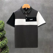 Trend Stitching Contrast Color Polo Shirt Men's Short Sleeves - Cool Urban Store